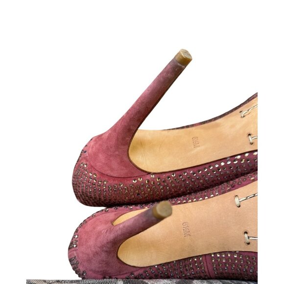 Tory Burch Phoenix Charm Logo Pumps Size 6.5 Pave Crystal Conceria Cameo Shoes - Picture 14 of 14